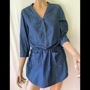 GAP denim tunic, drawstring waist, front patch pockets S